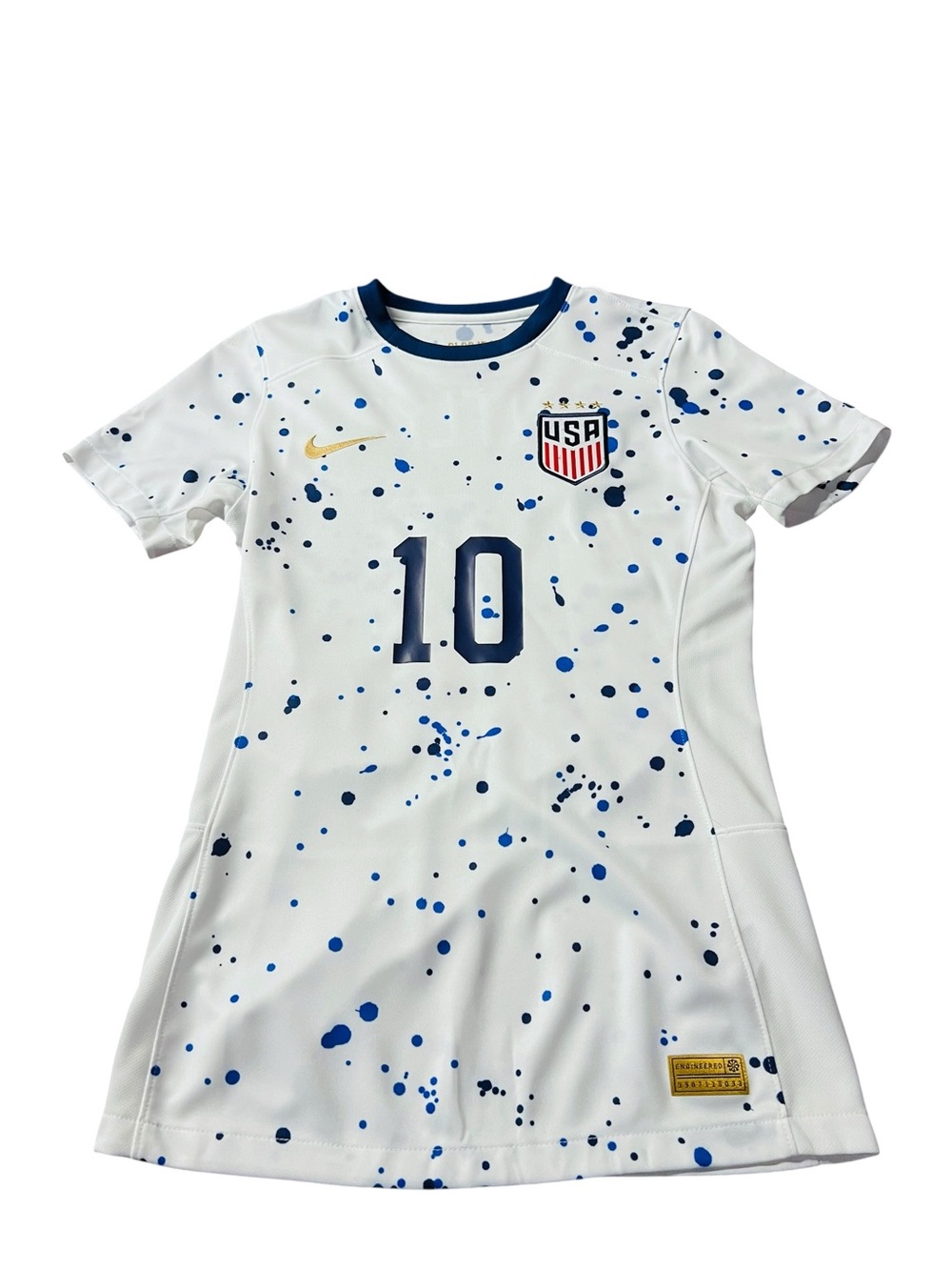 Nike Women’s USA White & Blue Paint Splatter  #10 Caitlyn Soccer Jersey Size XS